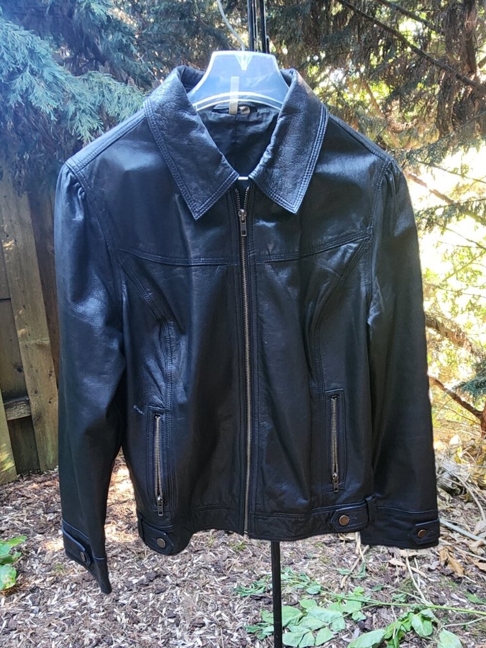 EUC Caslon XL Black Leather Motorcycle style jacket